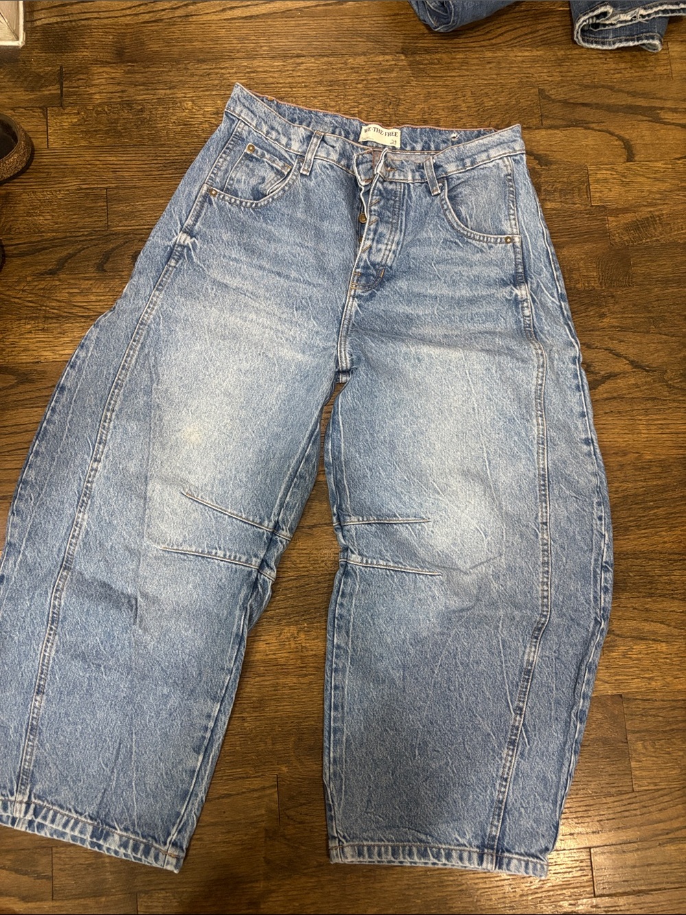 Free People Light Blue Wide Leg Jeans - Relaxed Vintage Wash - Picture 3 of 3